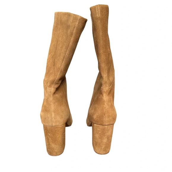 Chinese Laundry Keep Up Honey Brown Suede Leather Mid-Calf High Heel Boot Sz 10 - Picture 6 of 12